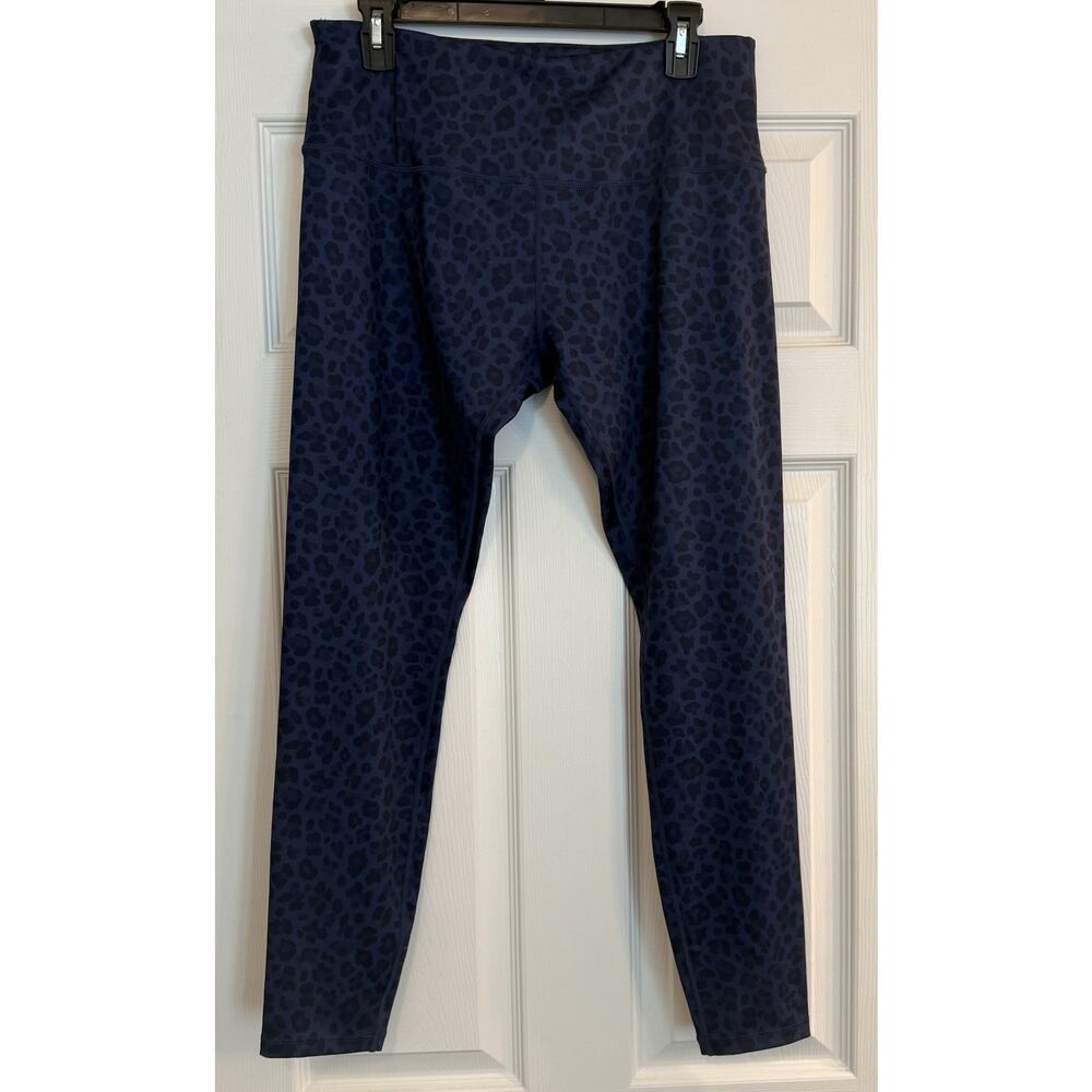 Renwick Women’s Leggings Sz LG Blue Cheetah Print Yoga Pilates Running Gym‎ Bike